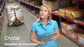  Presentation with using digital tablet - Cool new slides with digital tablet in distribution warehouse backdrop and a gray colored foreground