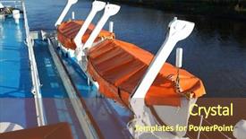  Presentation with maritime - Colorful PPT theme enhanced with shipping maritime - ifeboat on the ship backdrop and a tawny brown colored foreground