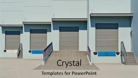  Presentation with shipping - Amazing PPT theme having shipping receiving - front view of loading docks backdrop and a light gray colored foreground