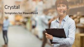  Presentation with shipping - Cool new presentation with shipping receiving - manager wearing a headset while backdrop and a coral colored foreground