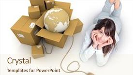  Presentation with pile - Theme consisting of shipping receiving - young woman lying background and a lemonade colored foreground