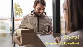  Presentation with shipping - Presentation enhanced with shipping-transportation-and-people-concept background and a  colored foreground