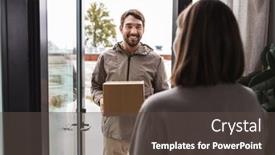  Presentation with shipping - Presentation design consisting of shipping-transportation-and-people-concept background and a dark gray colored foreground