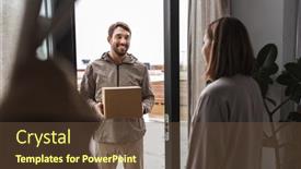  Presentation with shipping - Presentation theme with shipping-transportation-and-people-concept background and a tawny brown colored foreground