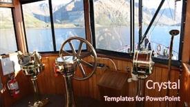  Presentation with ship engine - Presentation theme featuring ships engine - bridge on steam ship background and a wine colored foreground