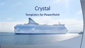  Presentation with ship engine - Amazing slide deck having ships engine - cruise ship in a sea backdrop and a sky blue colored foreground