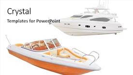  Presentation with motor boat in the sea - Presentation theme featuring ships engine - model of a motor boat background and a white colored foreground