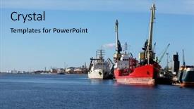  Presentation with dock - Slide set featuring ships in an industrial dock background and a  colored foreground
