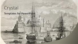  Presentation with journal - Theme featuring ships-in-gaeta-port-italy background and a light gray colored foreground