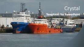  Presentation with port - Audience pleasing slides consisting of ships-in-the-port backdrop and a gray colored foreground