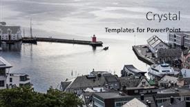  Presentation with lighthouse - PPT theme consisting of ships-near-the-lighthouse-alesund background and a light gray colored foreground