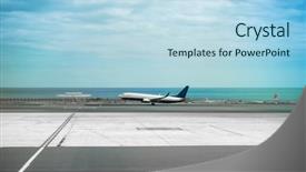  Presentation with airport - Colorful PPT layouts enhanced with ships planes - airplane in airport runaway backdrop and a sky blue colored foreground