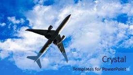  Presentation with airplane - Beautiful theme featuring ships planes - airplane overhead flying backdrop and a teal colored foreground