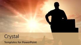  Presentation with confident - Amazing presentation theme having ships planes - confident delivery man leaning backdrop and a  colored foreground