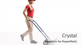  Presentation with 3d white people pushing - Colorful slide deck enhanced with ships wheel - full length shot backdrop and a white colored foreground