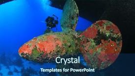  Presentation with scuba diving - PPT theme consisting of shipwreck - on the propeller background and a ocean colored foreground