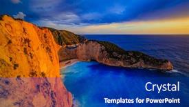  Presentation with zakynthos - Colorful slide set enhanced with shipwreck bay in stormy weather navagio beach on zakynthos island in greece backdrop and a ocean colored foreground