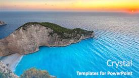 Presentation with zakynthos - Presentation theme featuring shipwreck beach at sunset on zakynthos island greece background and a teal colored foreground