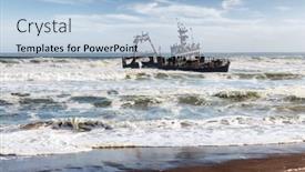  Presentation with atlantic - Audience pleasing slides consisting of shipwreck-in-the-atlantic-ocean backdrop and a light blue colored foreground