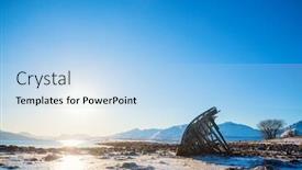  Presentation with frozen - Presentation theme consisting of shipwrecked-wooden-viking-boat background and a light blue colored foreground