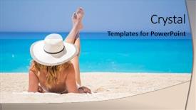  Presentation with beach - Slide set consisting of shipwrecks - woman on the famous navagio background and a light blue colored foreground