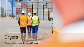  Presentation with shipyard - Cool new PPT layouts with shipyard - full-length rear view of workers backdrop and a  colored foreground