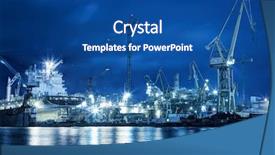  Presentation with shipyard - Presentation design consisting of shipyard at work ship repair background and a ocean colored foreground