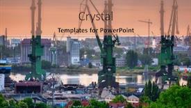  Presentation with shipyard - PPT theme consisting of shipyard-cranes-in-gdansk background and a coral colored foreground