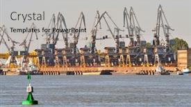  Presentation with shipyard - Audience pleasing presentation theme consisting of shipyard-in-galati-romania backdrop and a light gray colored foreground