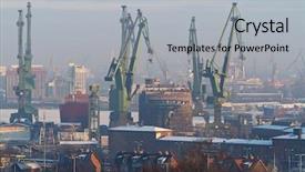  Presentation with shipyard - Presentation theme consisting of shipyard in gdansk at winter background and a light gray colored foreground