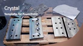  Presentation with heavy industry - Slide deck enhanced with shipyard repair - heavy industrial shipbuilding elements tools background and a ocean colored foreground