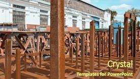 Presentation with vessels - Audience pleasing PPT layouts consisting of shipyard repair - metal supports for vessels backdrop and a tawny brown colored foreground