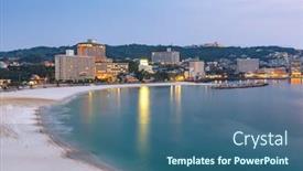  Presentation with resorts - Presentation design having shirahama-japan-skyline background and a ocean colored foreground