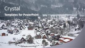  Presentation with japan - Slide deck having shirakawago-japan-historic-village background and a gray colored foreground