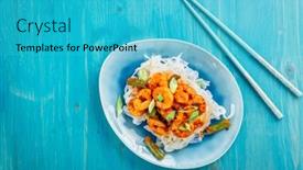  Presentation with gluten free - Cool new PPT theme with shirataki-konjak-noodle-with-shrimps backdrop and a cyan colored foreground