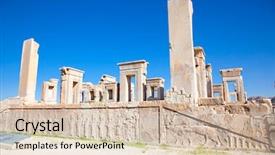  Presentation with iran - Slide set enhanced with shiraz - xerxes palace in persepolis iran background and a lemonade colored foreground