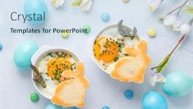  Presentation with bunny - Theme enhanced with shirred-eggs-oeuf-cocotte background and a sky blue colored foreground