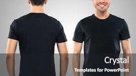  Presentation with young man and a woman - Audience pleasing presentation theme consisting of shirt - front and rear portrait backdrop and a wine colored foreground