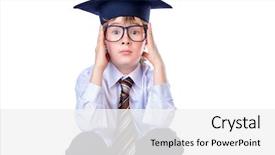  Presentation with student - Presentation theme enhanced with shirt a tie and academic background and a white colored foreground