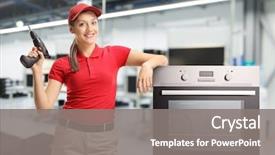  Presentation with ship repair - Colorful presentation theme enhanced with shirt and a red cap backdrop and a gray colored foreground