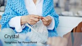  Presentation with yarns - PPT theme enhanced with shirt and cornflower blue shawl background and a light blue colored foreground