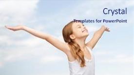  Presentation with girl design - Presentation consisting of raised hands and closed eye background and a sky blue colored foreground