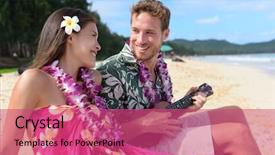  Presentation with aloha - PPT layouts having shirt dress and flower lei background and a coral colored foreground