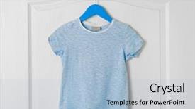  Presentation with color - Slides with shirt hanging on white door background and a light blue colored foreground