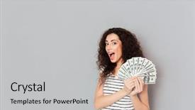  Presentation with holding hands - PPT theme with shirt holding fan of 100 background and a light gray colored foreground
