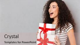  Presentation with fight two boxer boxing - Slide set with shirt holding two gift-wrapped background and a coral colored foreground