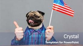  Presentation with checkered flag - Theme enhanced with shirt holding united states flag background and a ocean colored foreground
