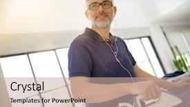  Presentation with sonar blue modern ship radar - Slide deck with shirt in stunning modern home background and a coral colored foreground