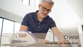  Presentation with sonar blue modern ship radar - Amazing slide set having shirt in stunning modern home backdrop and a coral colored foreground