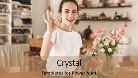  Presentation with student - Colorful presentation theme enhanced with shirt indoors posing showing okay backdrop and a coral colored foreground